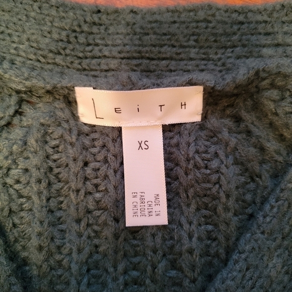 Leith Green Belted Cardigan Sweater - Picture 3 of 4